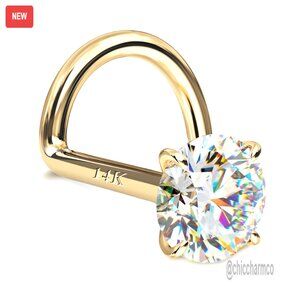 14K Gold Nose Studs Screw Piercing 18G 20G 22G Hypoallergenic CZ